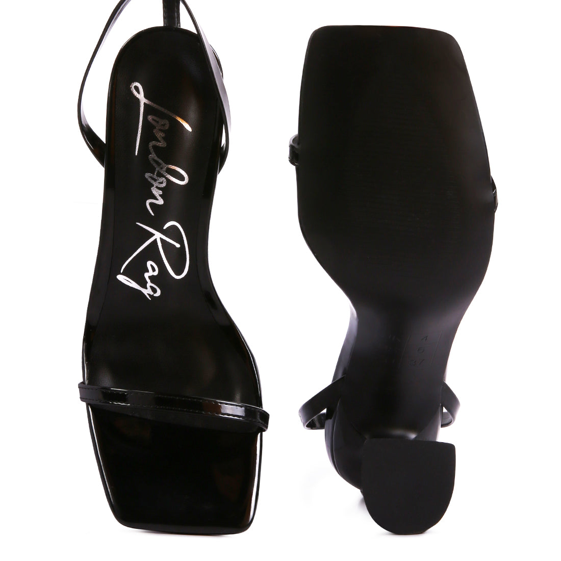 Black Strappy Tie Up Spool Heel Sandals