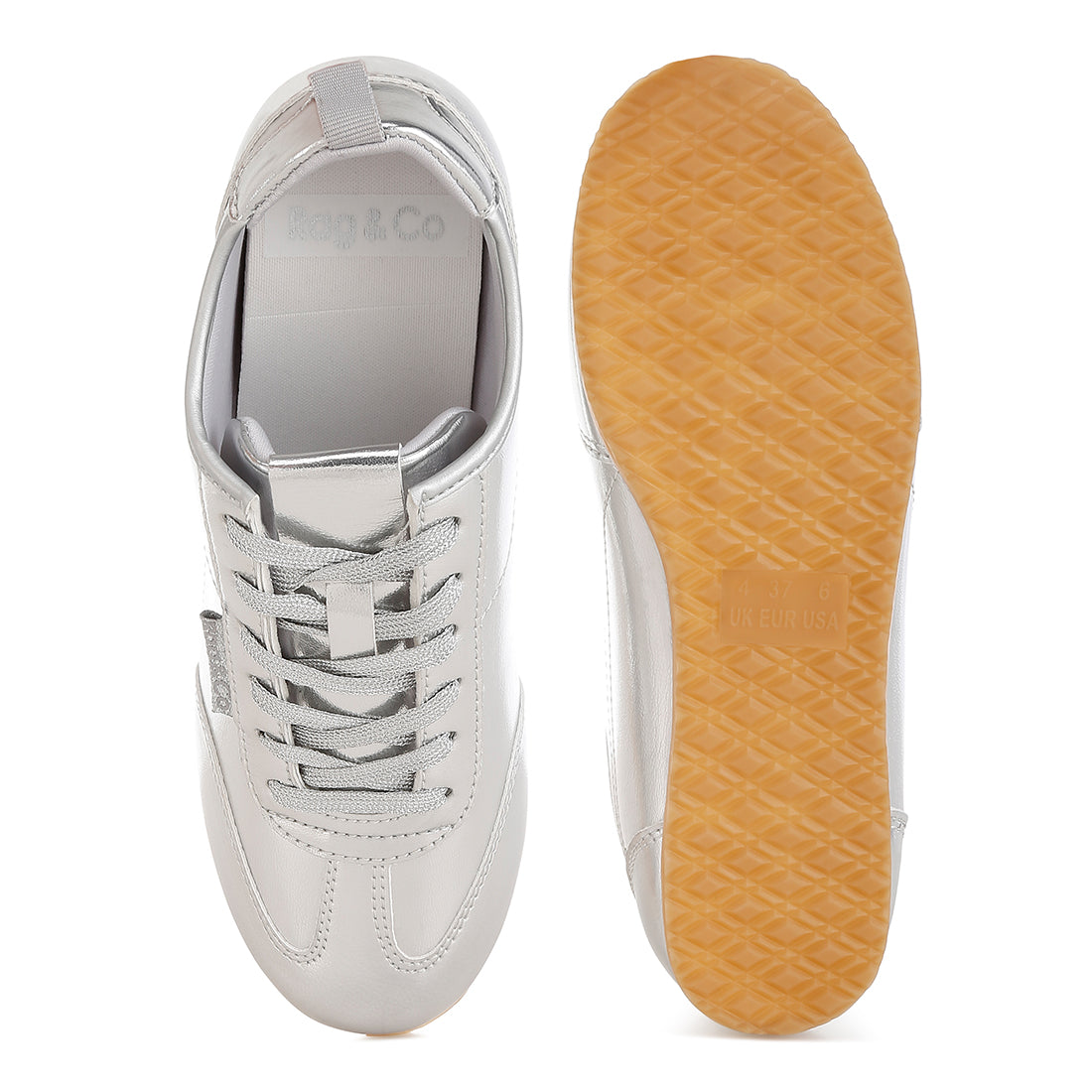 metallic pleather sneakers#color_silver