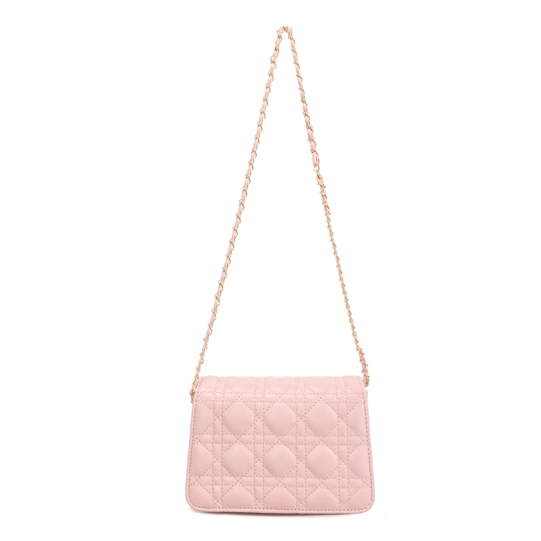 quilted metallic buckle cluch bag#color_pink