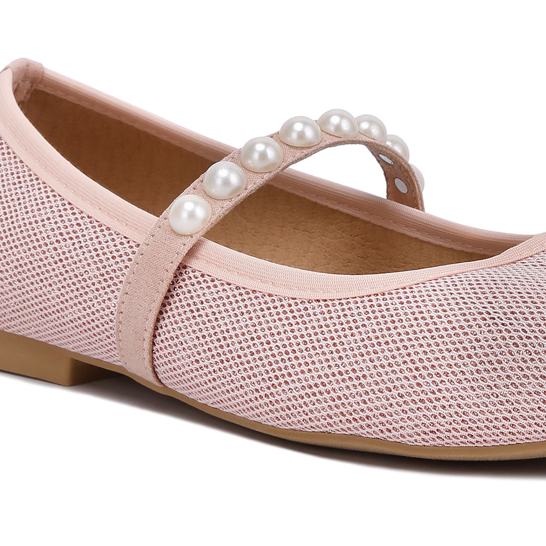 pearl embellished ballerina flats#color_pink