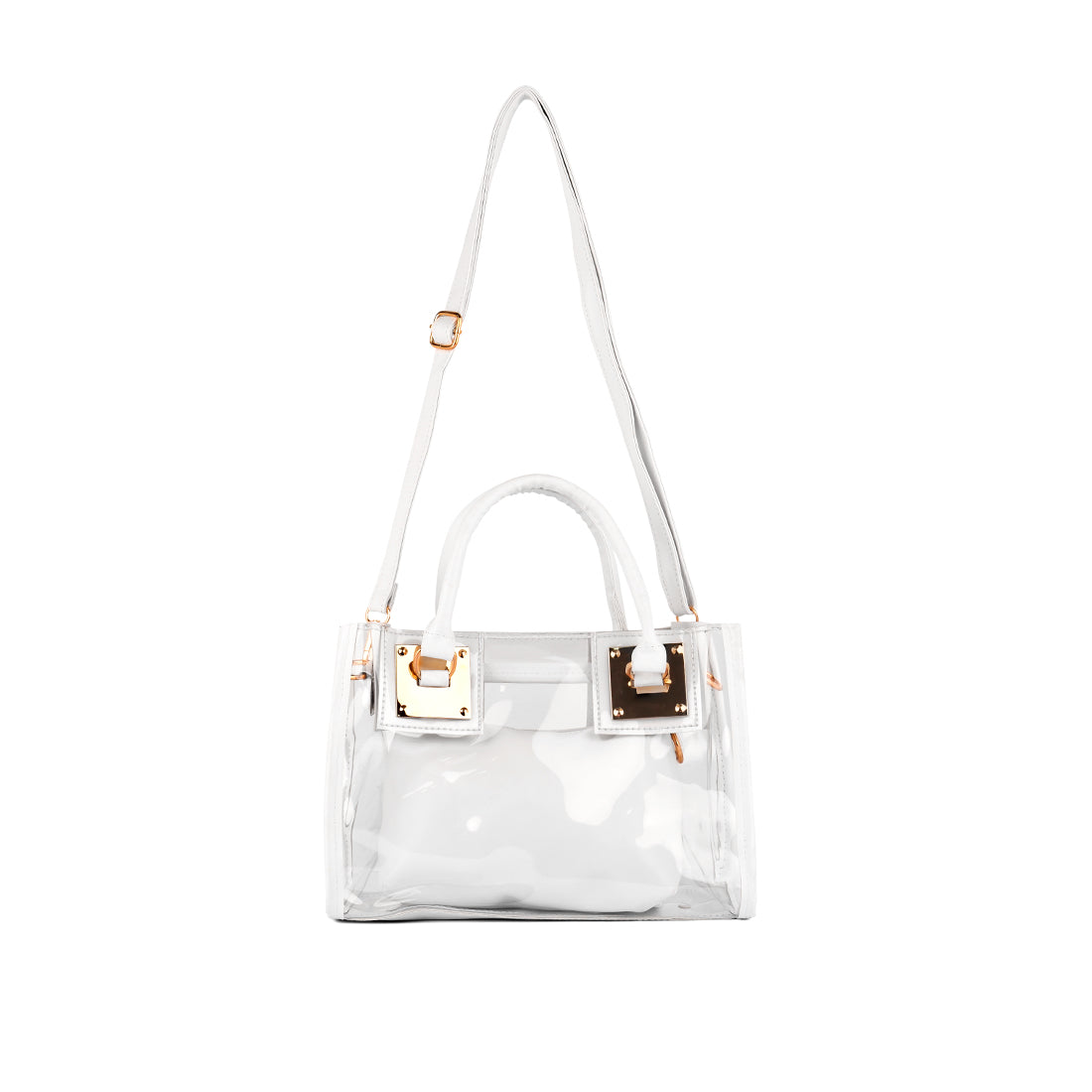 White Clear Handbag With Pouch