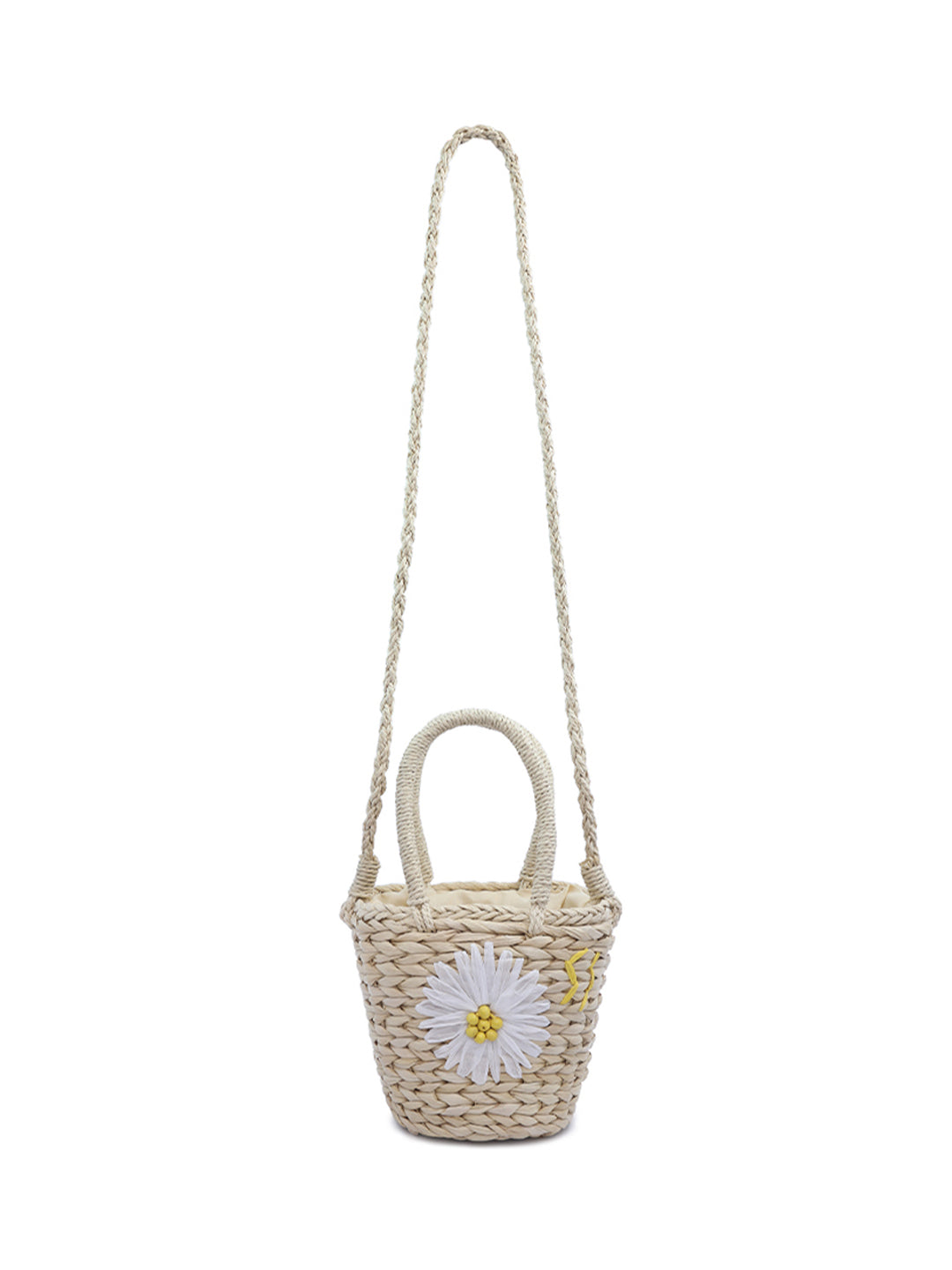 floral woven basket nucket bag#color_beige