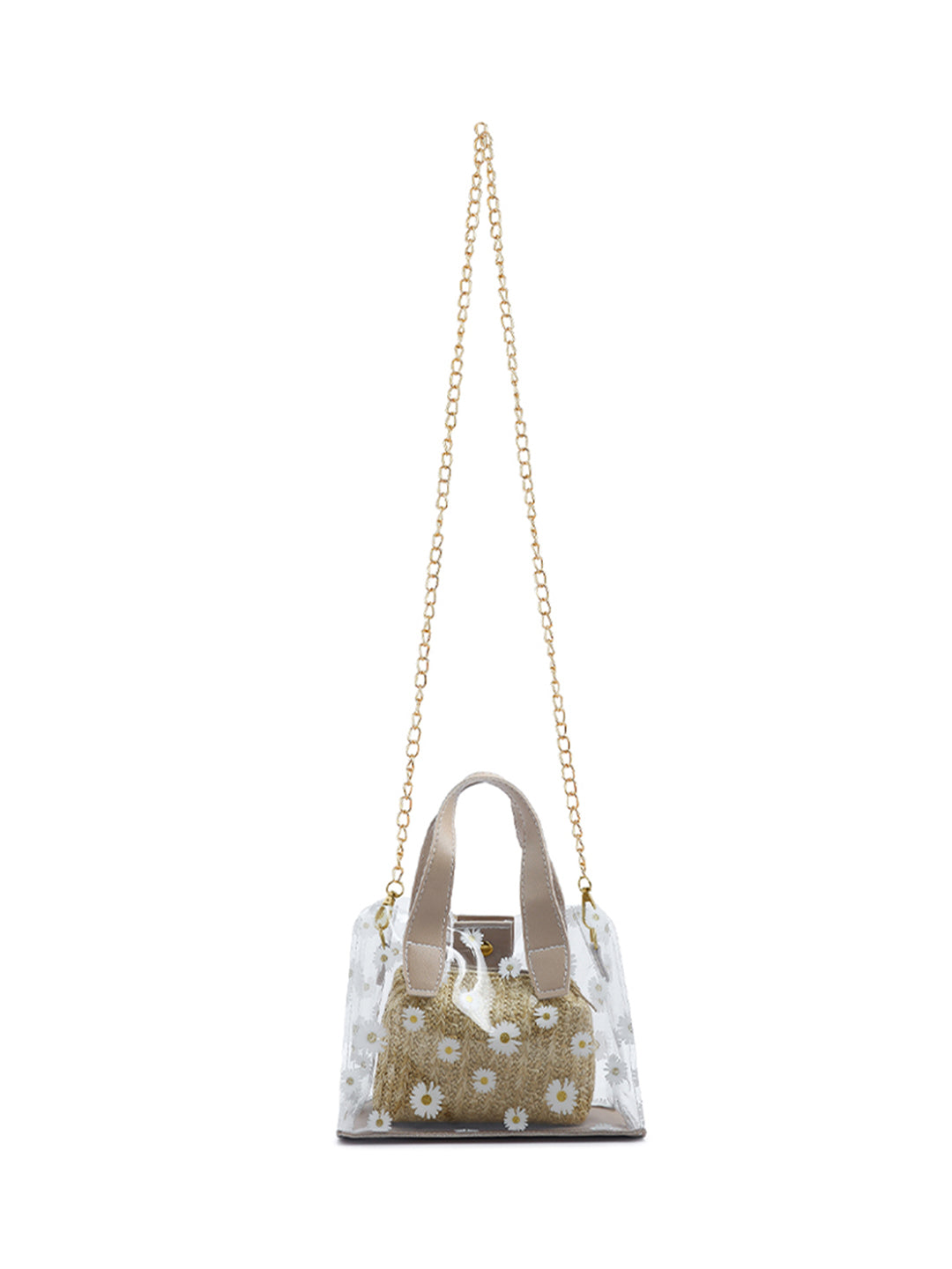 daisy floral print handbag#color_nude
