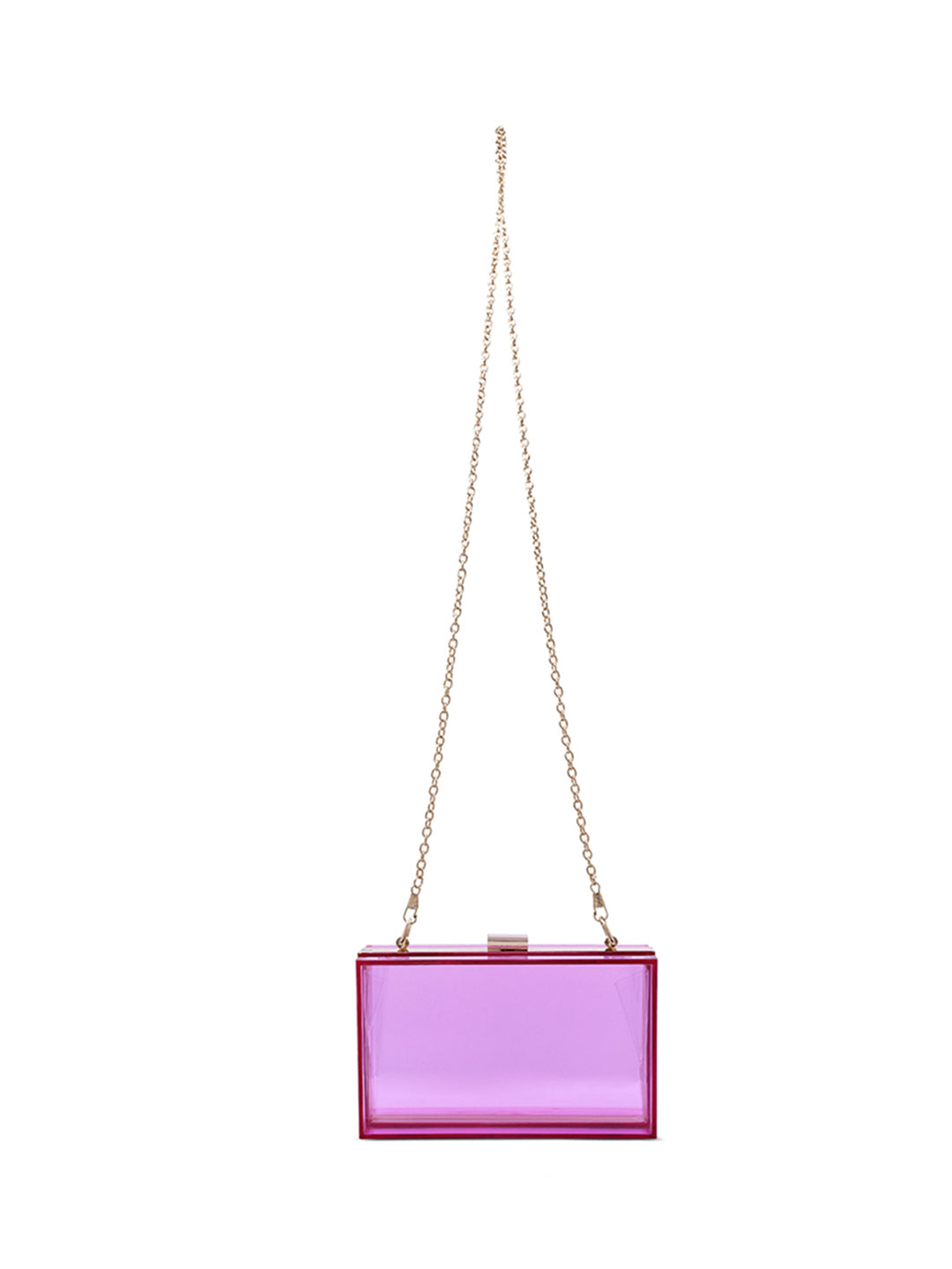 clear rectangle clutch bag#color_fuchsia