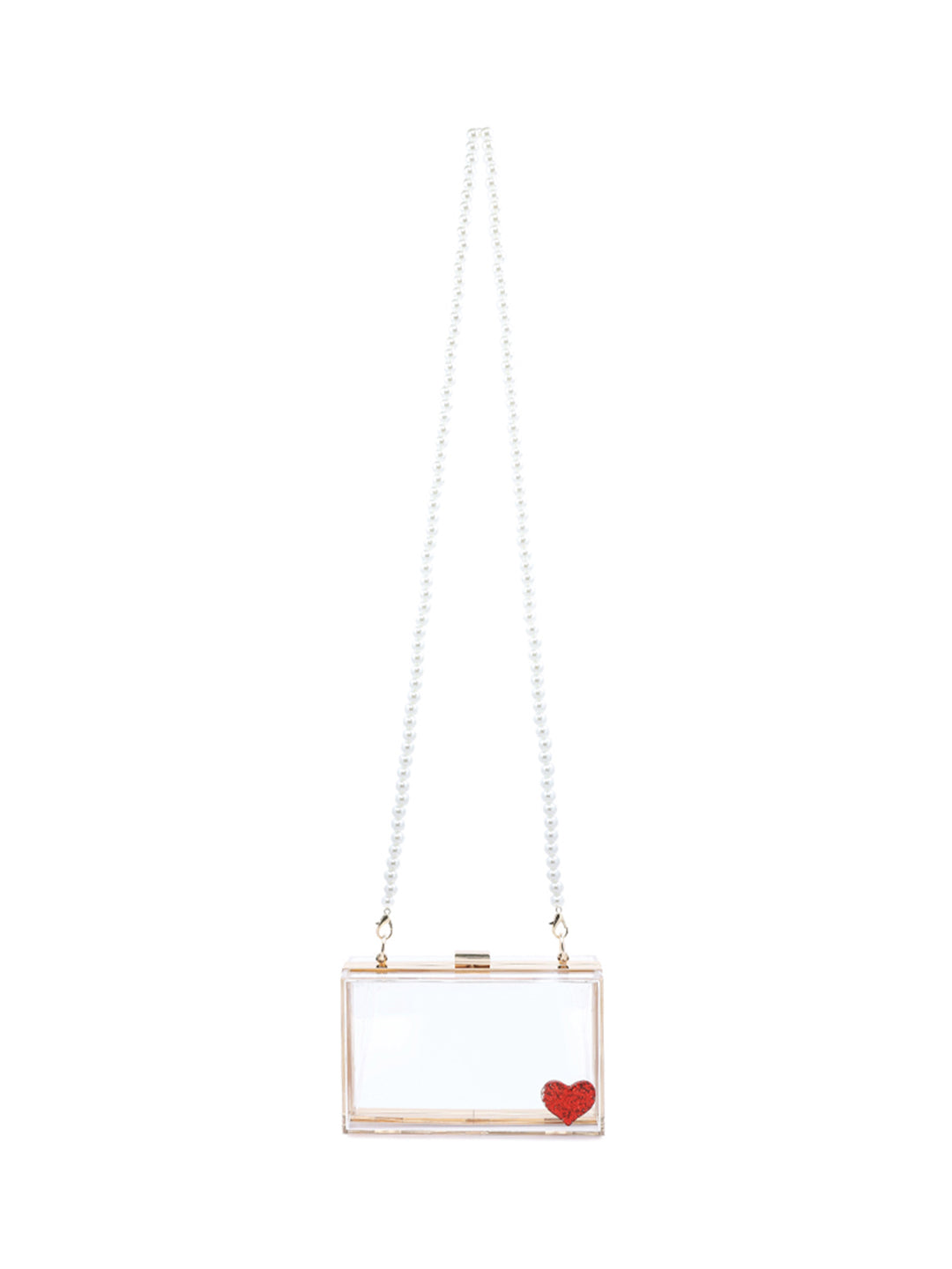 Heart Detail Clear Clutch Bag