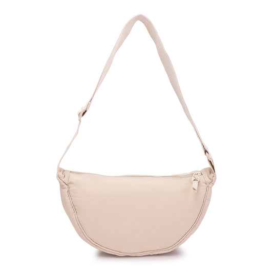 adjustable strap nylon mini shoulder bag#color_off-white