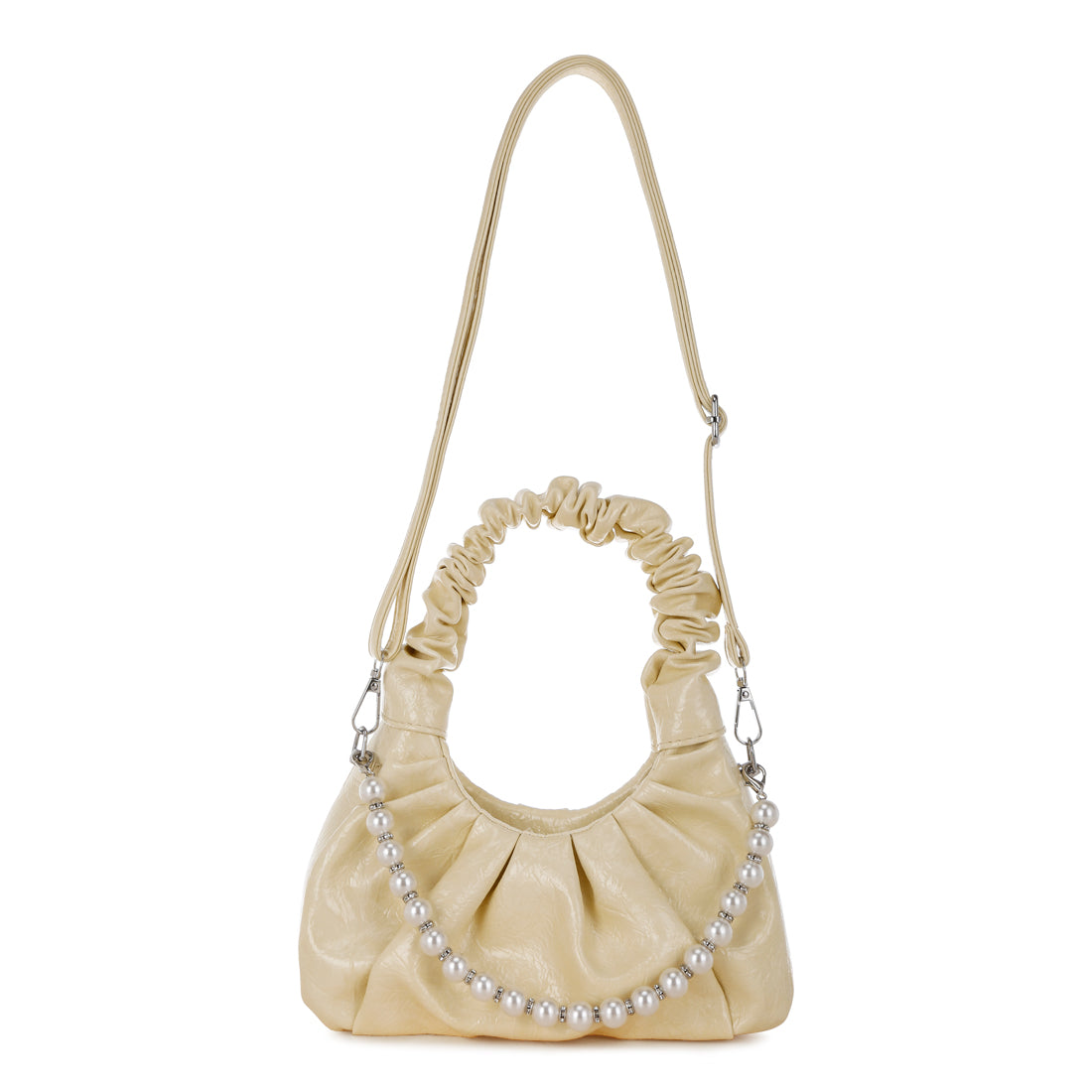 ruched handle crossbody bag#color_yellow