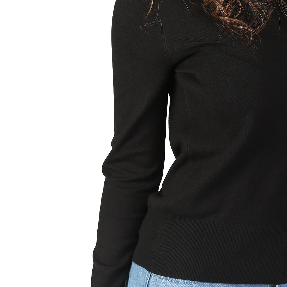 Black Fine Knit Striped Sweater