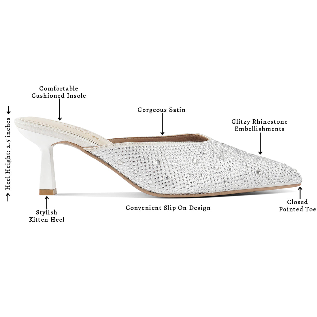 rhinestone embellished party mules#color_white