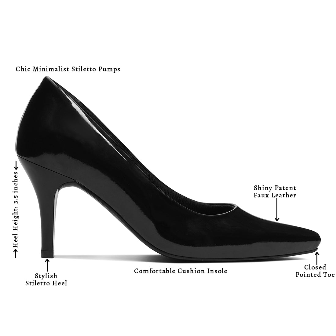 women patent faux leather stiletto pumps#colorblack