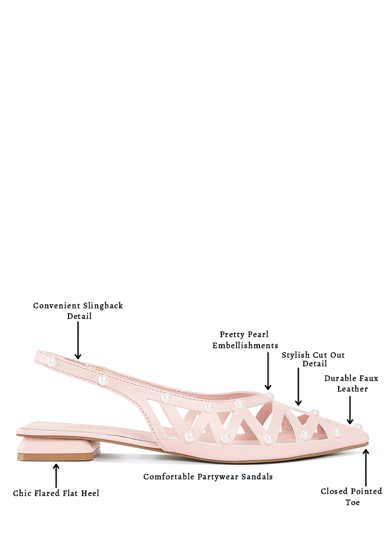 Women Pearl Embellished Slingback Sandals