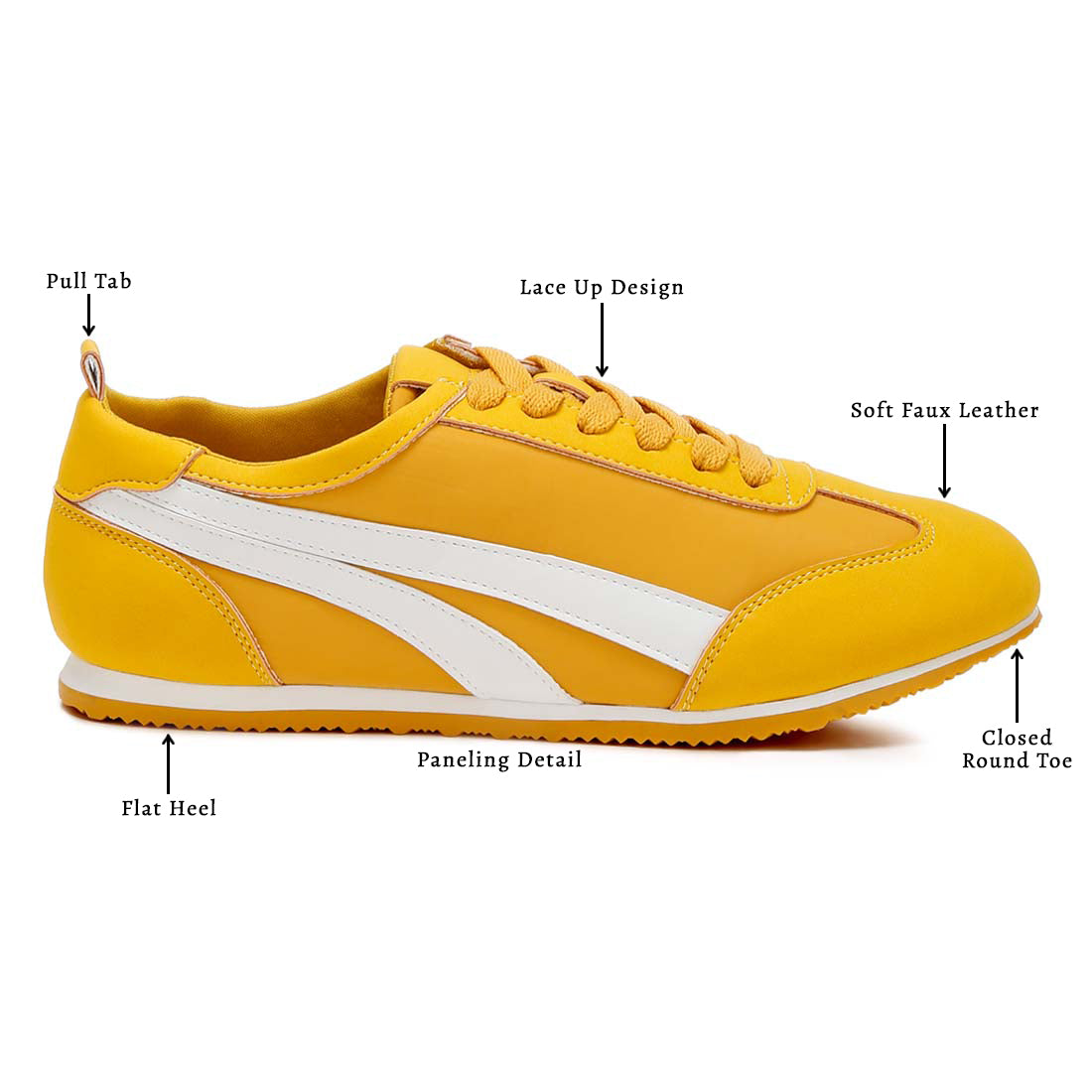 faux leather lace-up sneakers#color_yellow