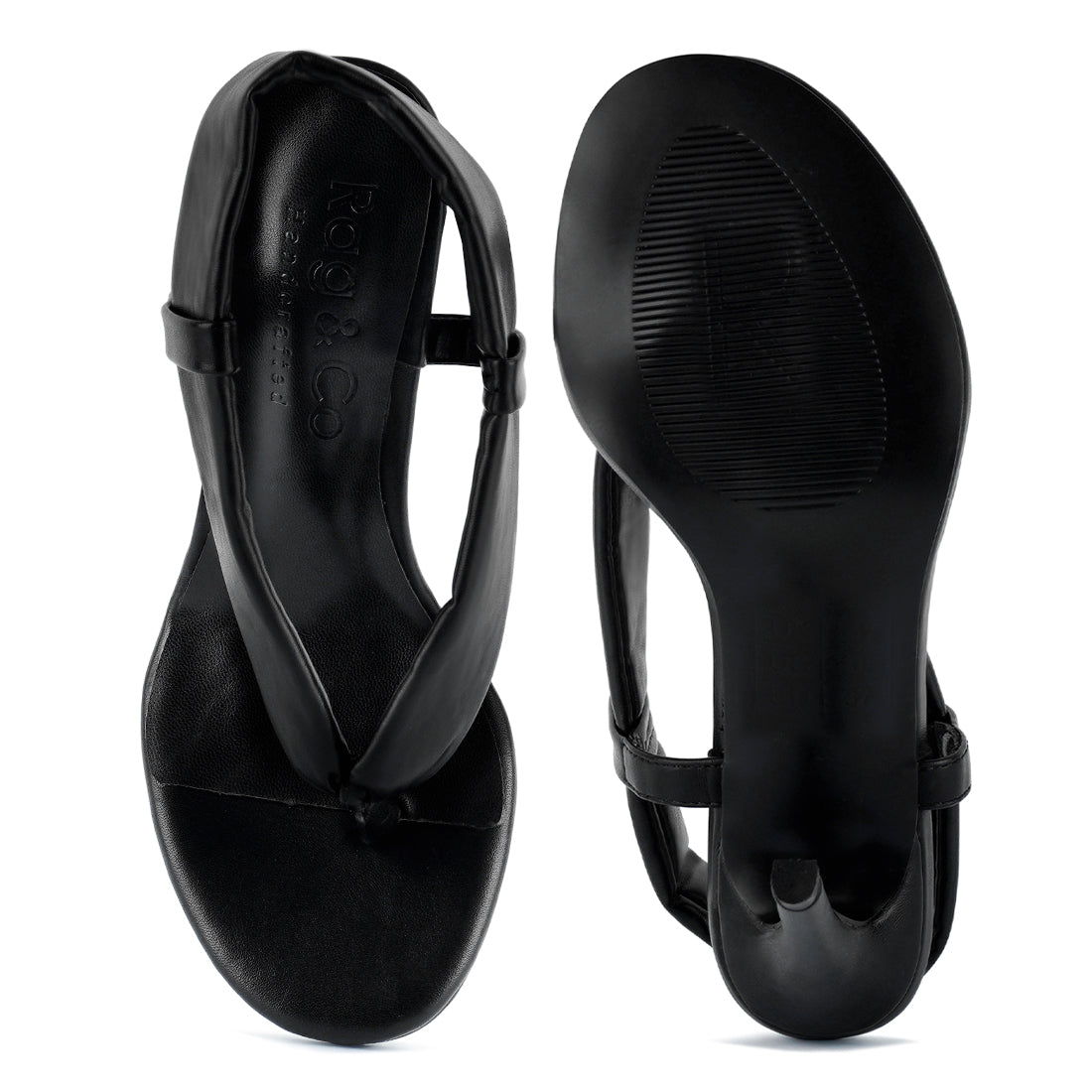 high heeled thong sandals#color_black