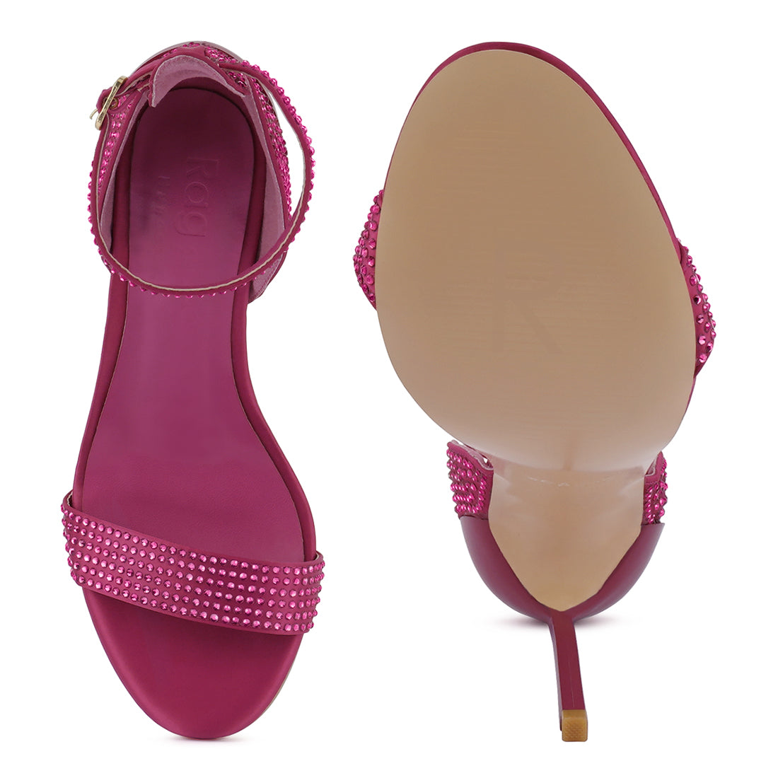 Pointed High Heel Party Sandals In Fuchsia