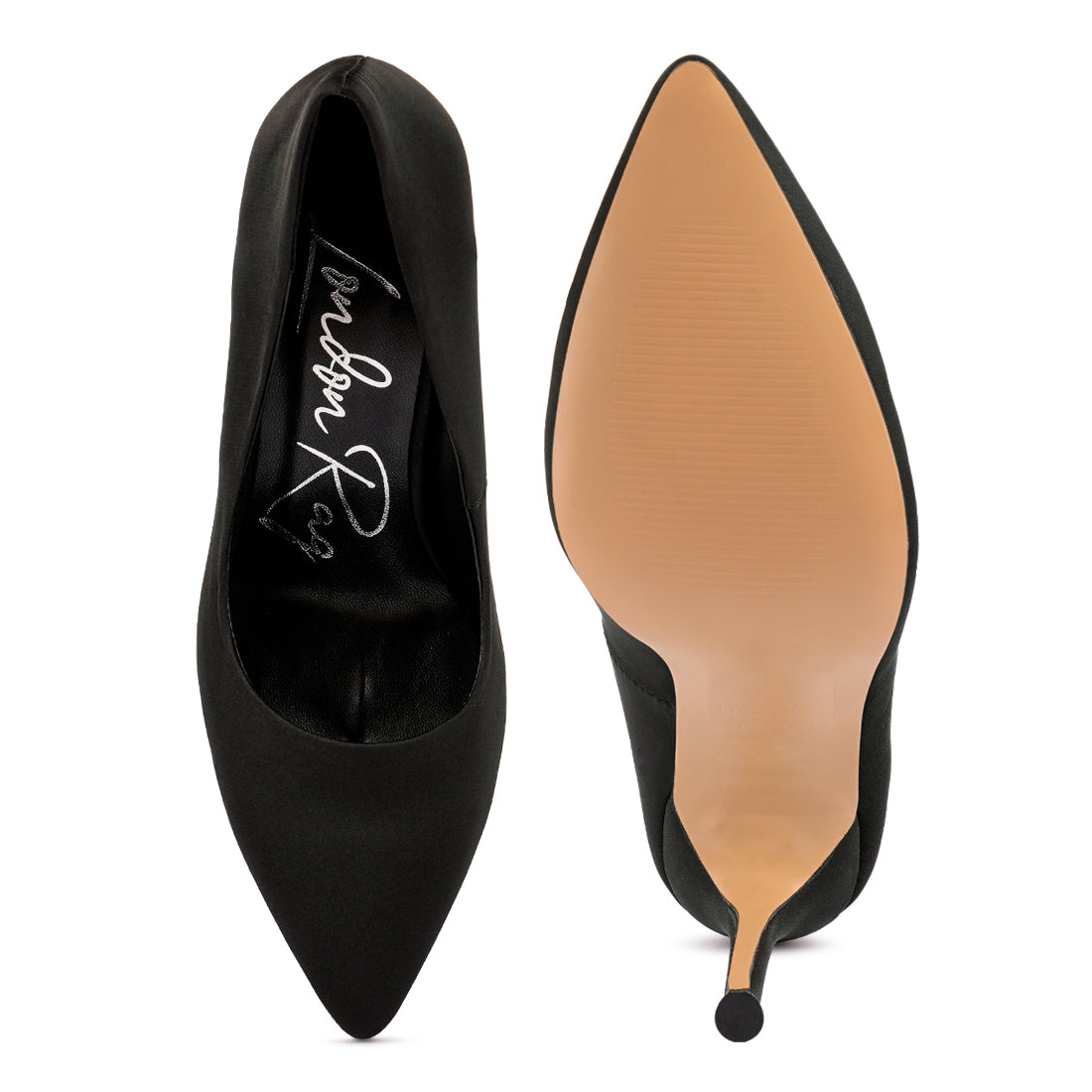 Black Satin Stiletto Pumps