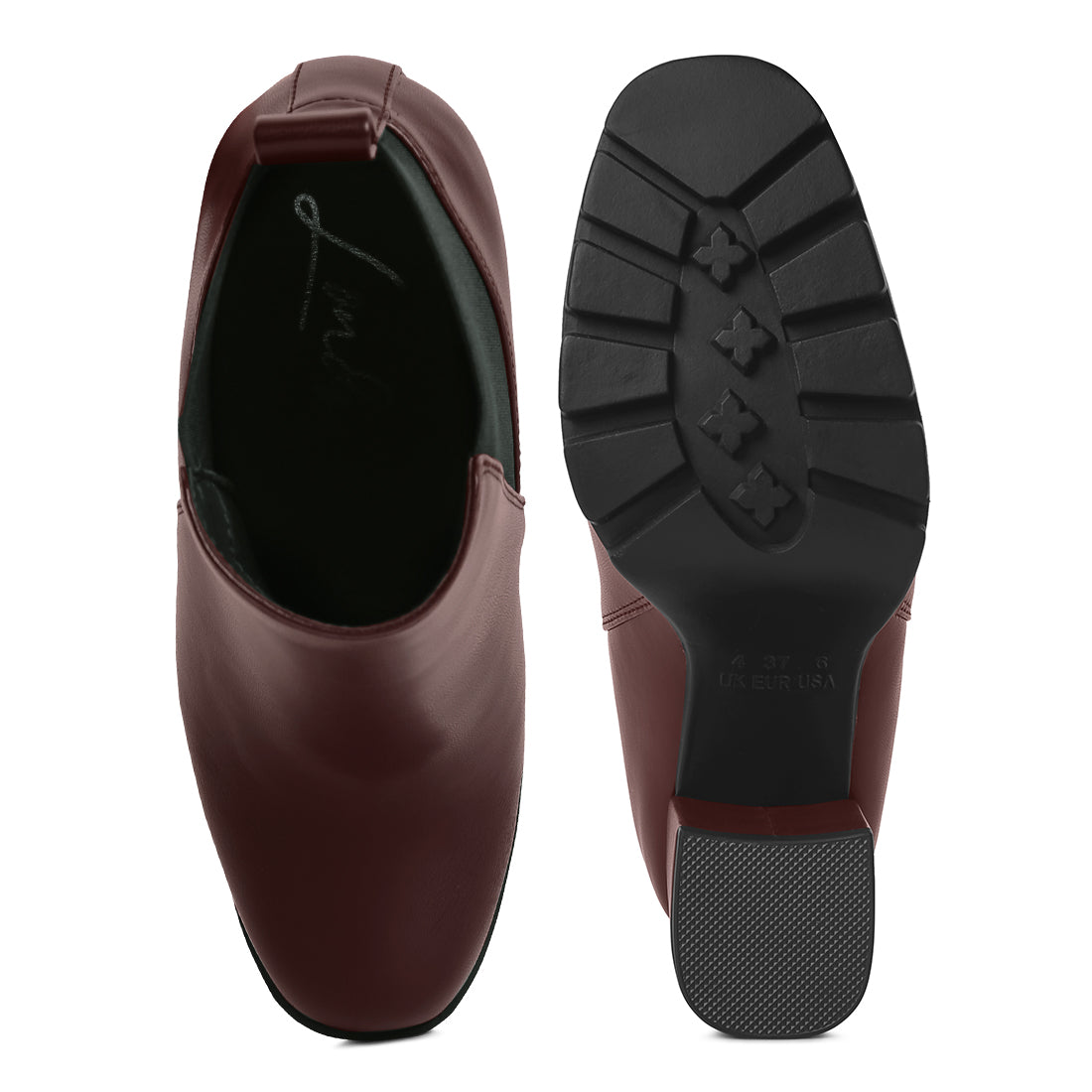 bolt block heeled chelsea boots#color_burgundy