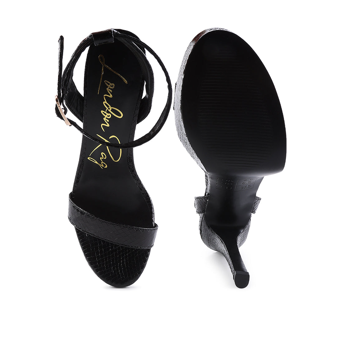 Black Croc Platform High Heeled Sandals