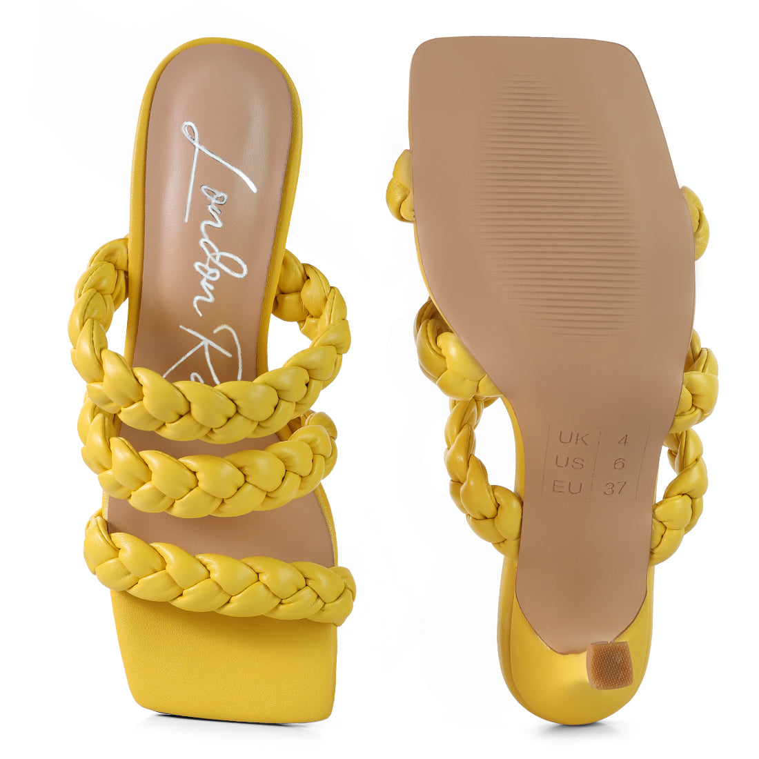 Yellow Triple Braided Strap Heel
