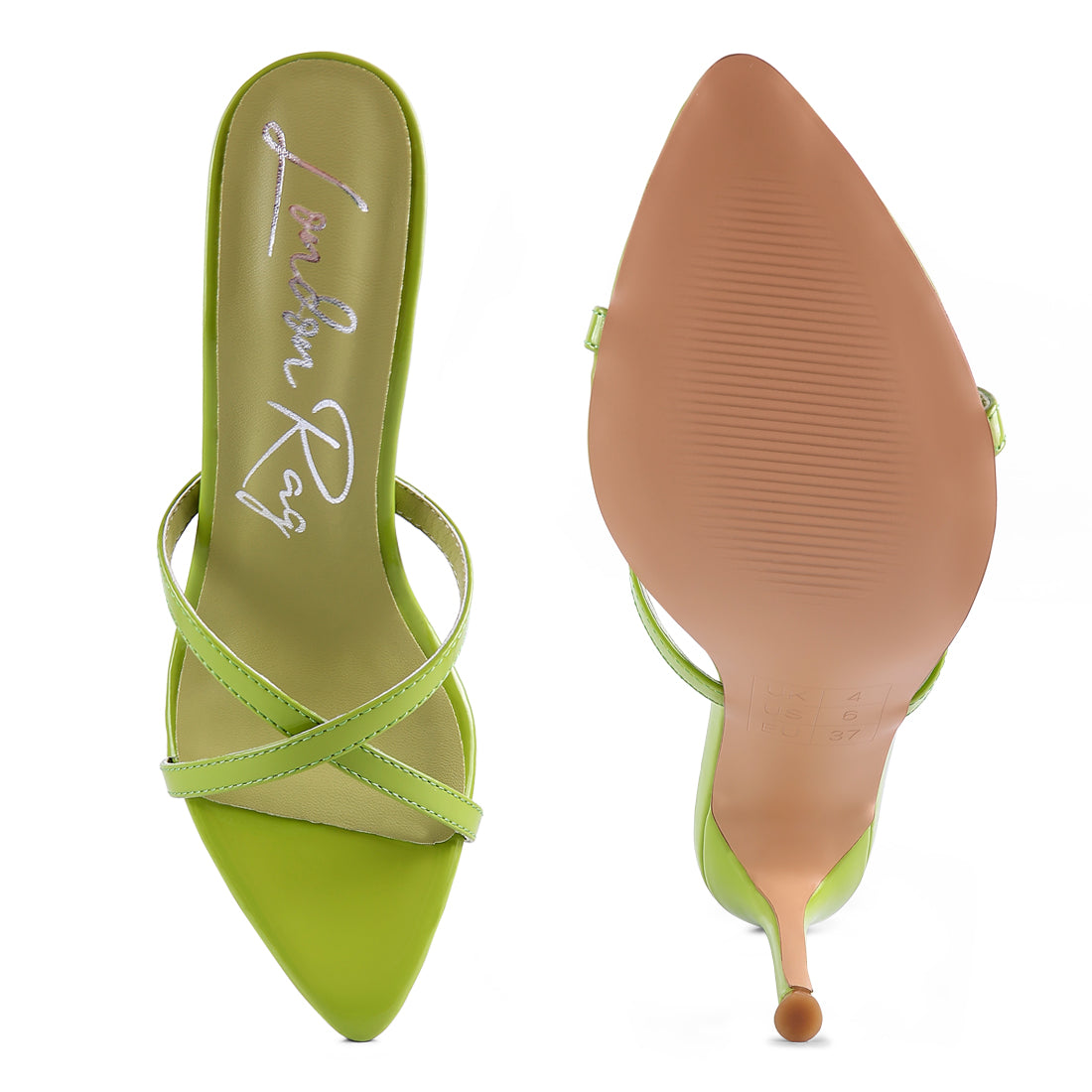 Green High Heeled Pointed Toe Sandal