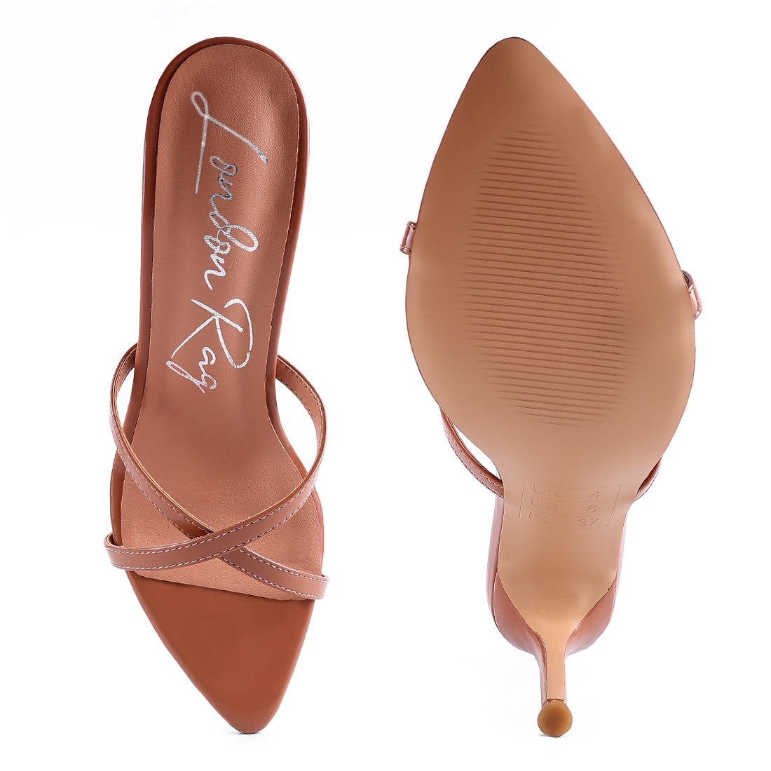 Peach High Heeled Pointed Toe Sandal