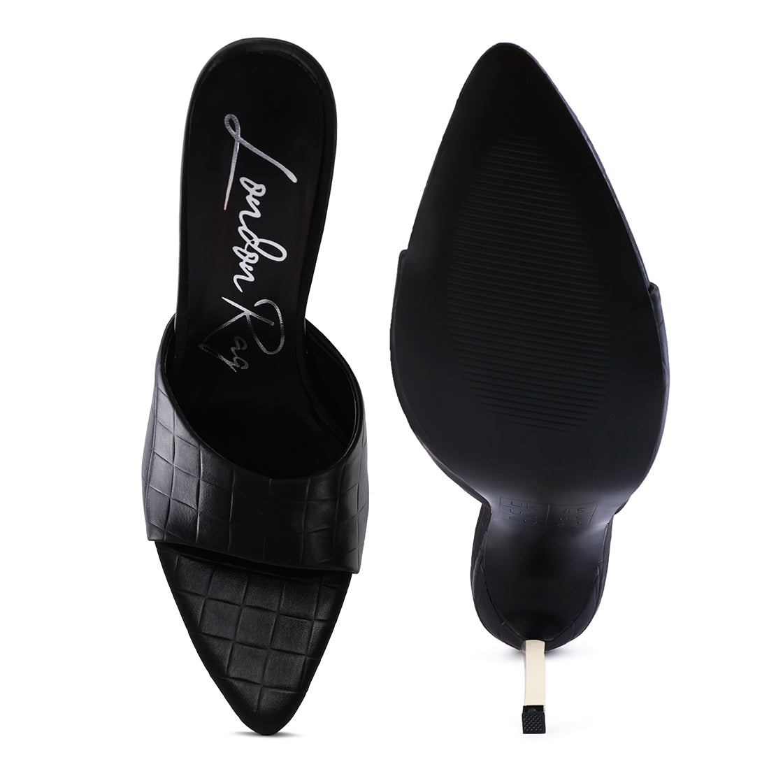 Bottoms Up Pointed High Heel Sandal in Black