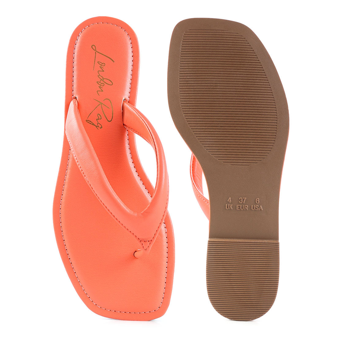 Coral Square Toe Thong Flats