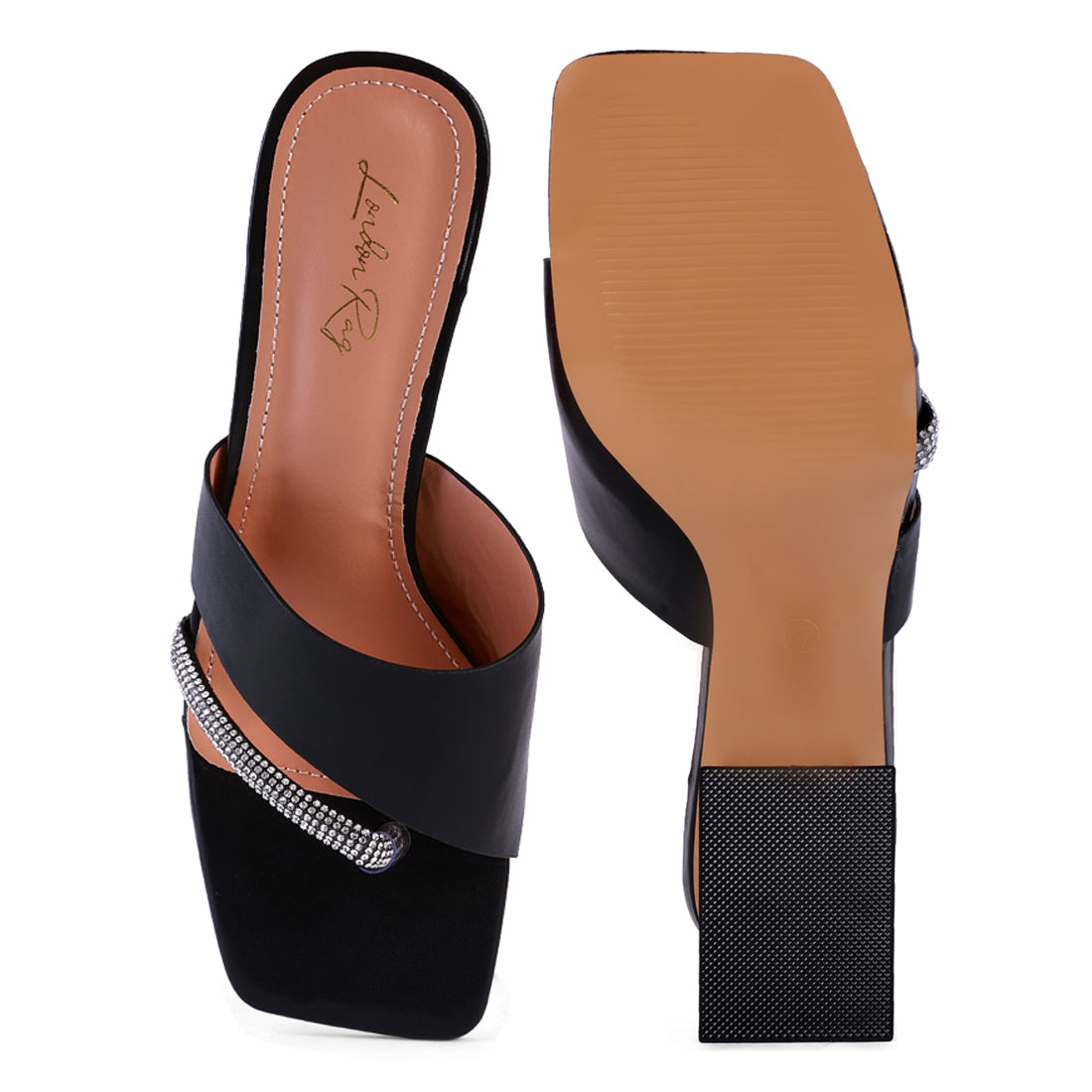 Black Minimal Low Heel Sandals