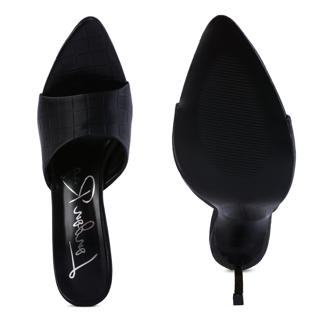 Black High Heel Croc Slides