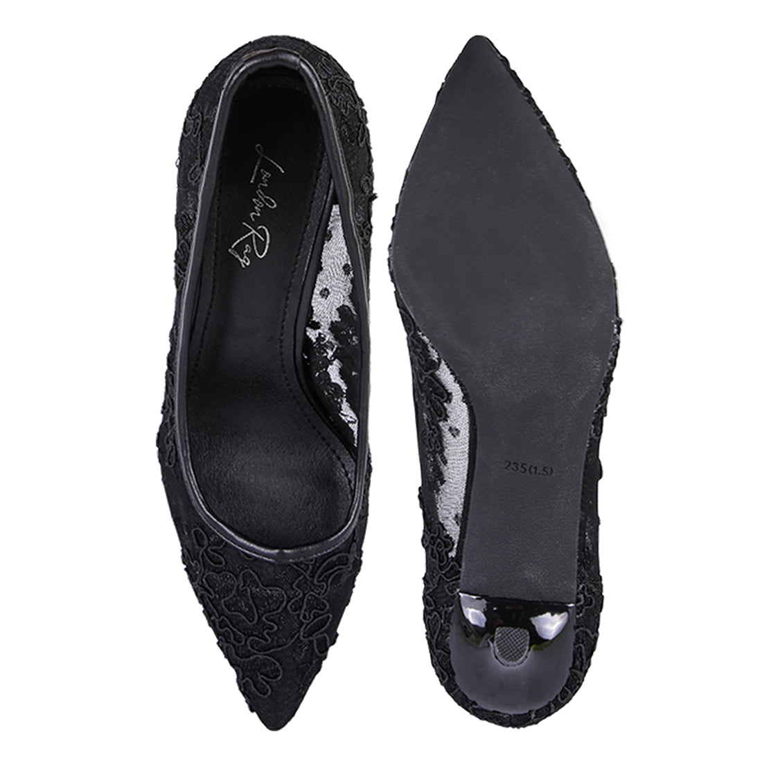 Black Lace Stiletto Party Pumps