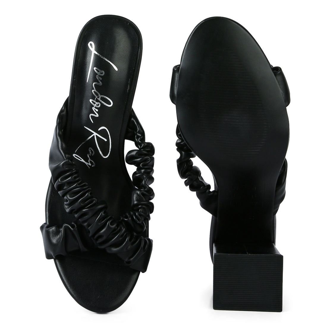 Strap Block Sandals in Black