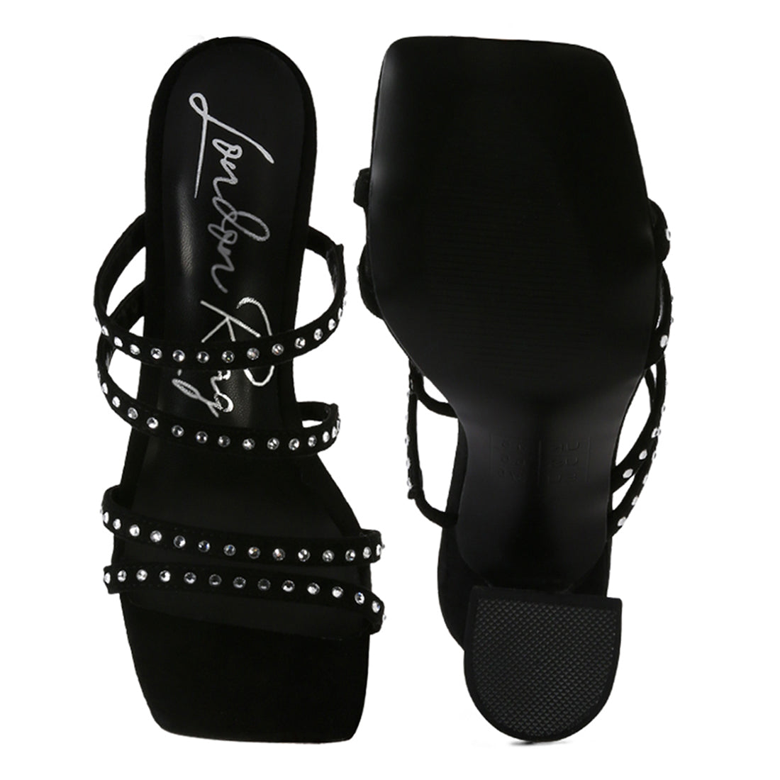 Black High Heel Multi Strap Sandals