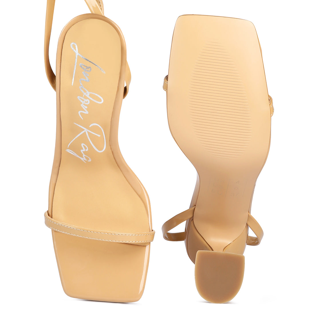 Nude Strappy Tie Up Spool Heel Sandals