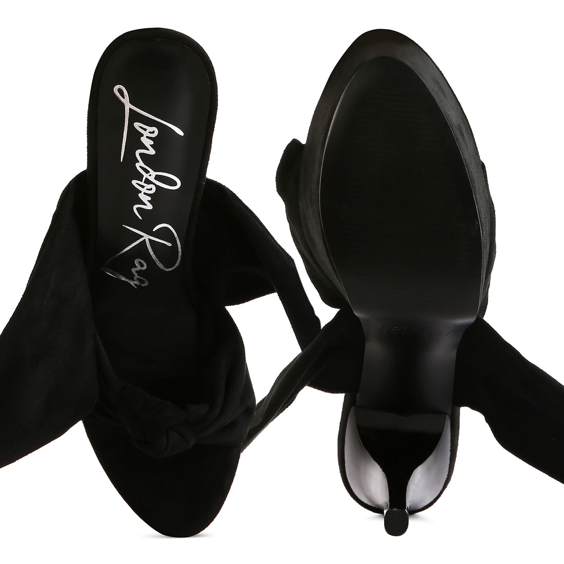 Black Bauble High Heeled Lace Up Sandals