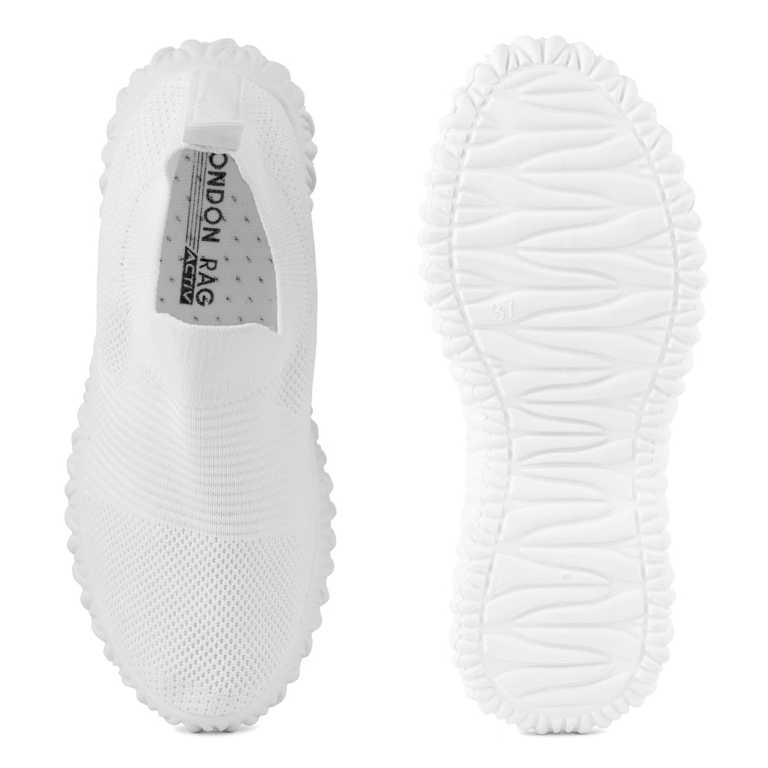 White Fair Play Knitted Chunky Running Sneakers