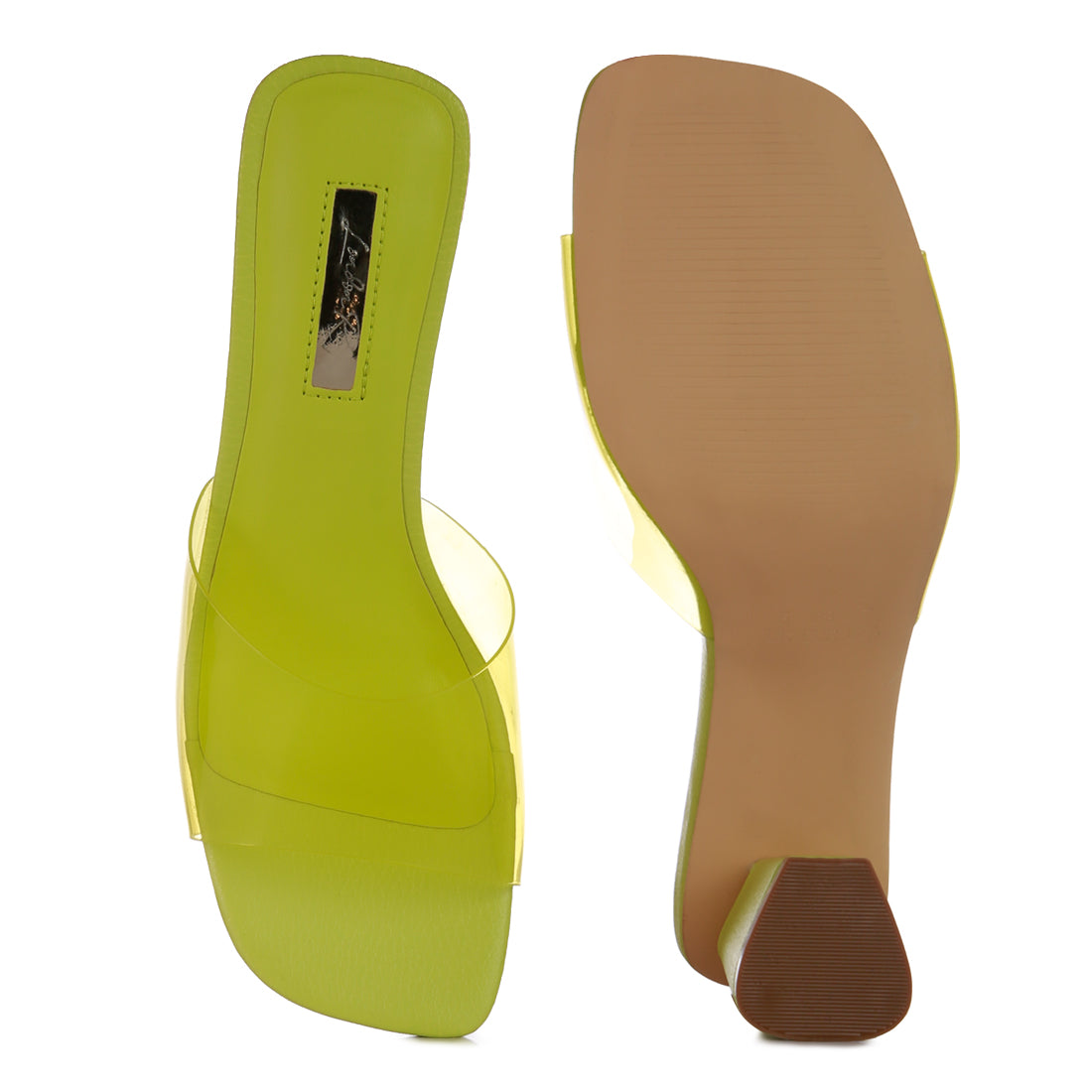 Green Clear Flirt Clear Strap Slip On Heels