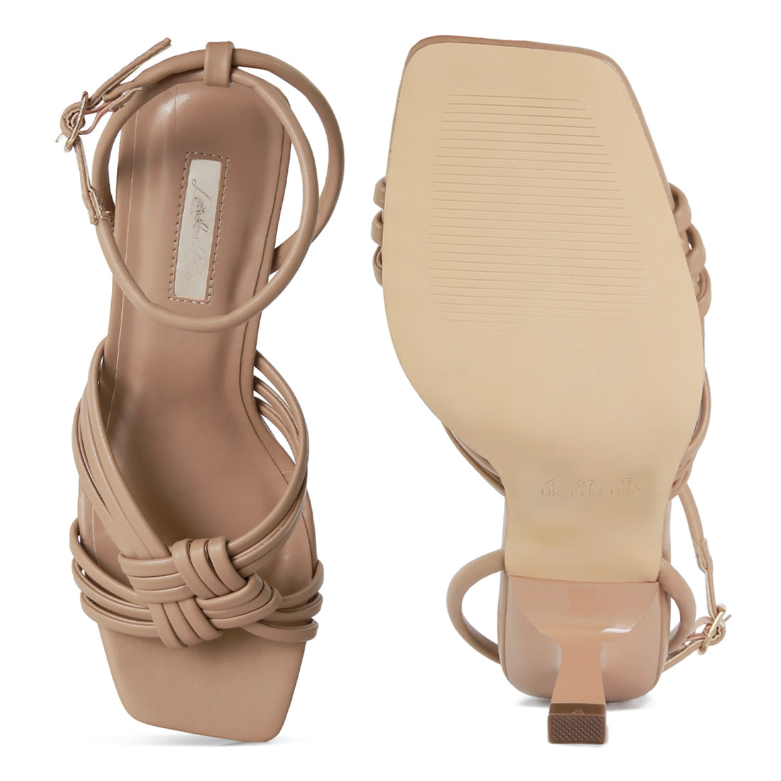 Camel Weekend Pick Box Knot Mid Heel Sandals