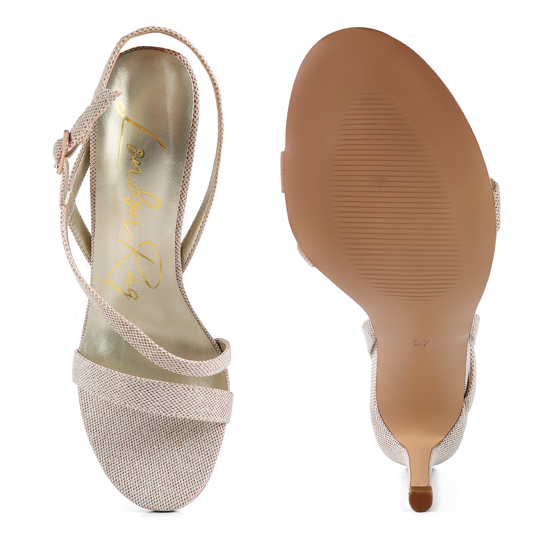 Beige Ankle Strap High Heels