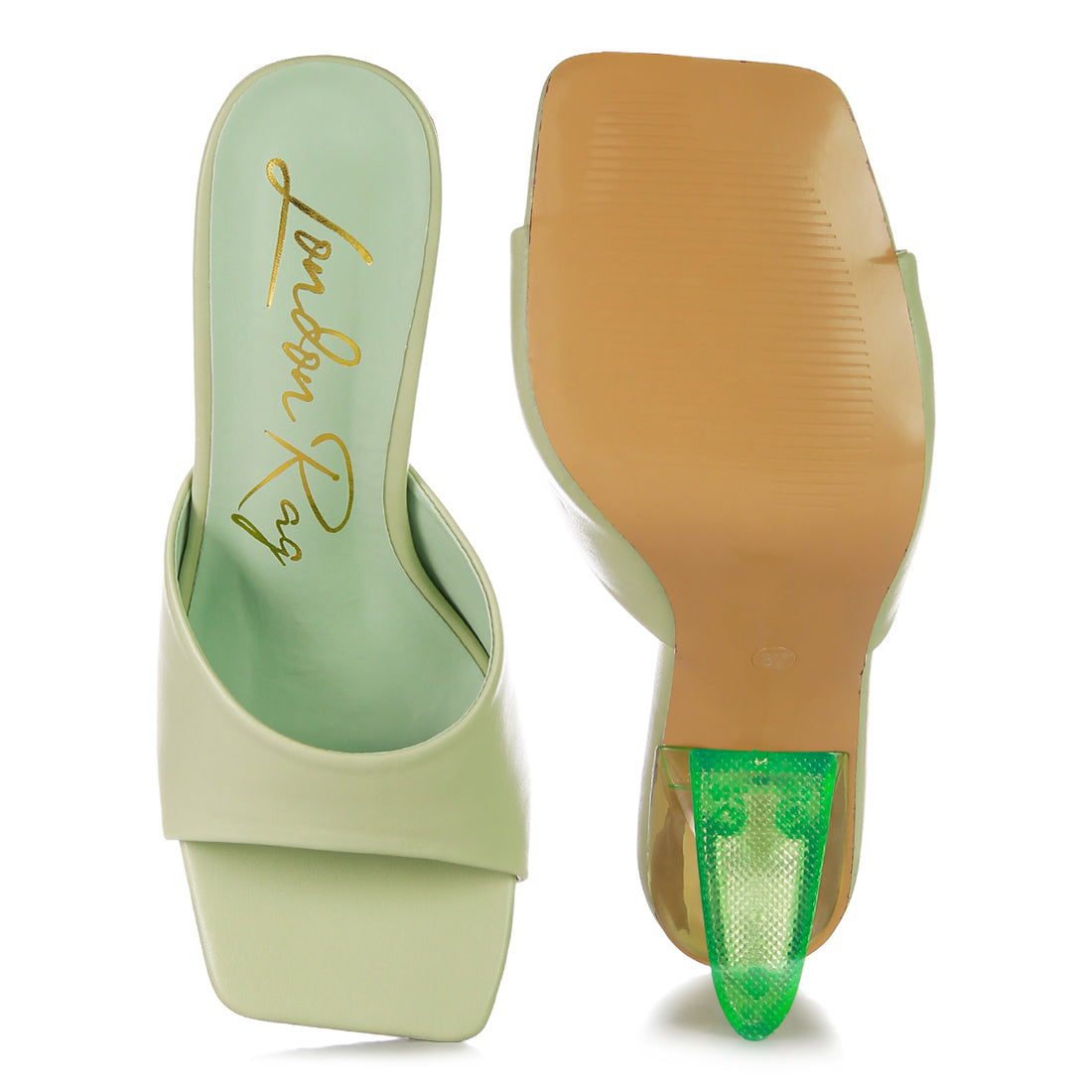 Green Clear Spool Heeled Sandal