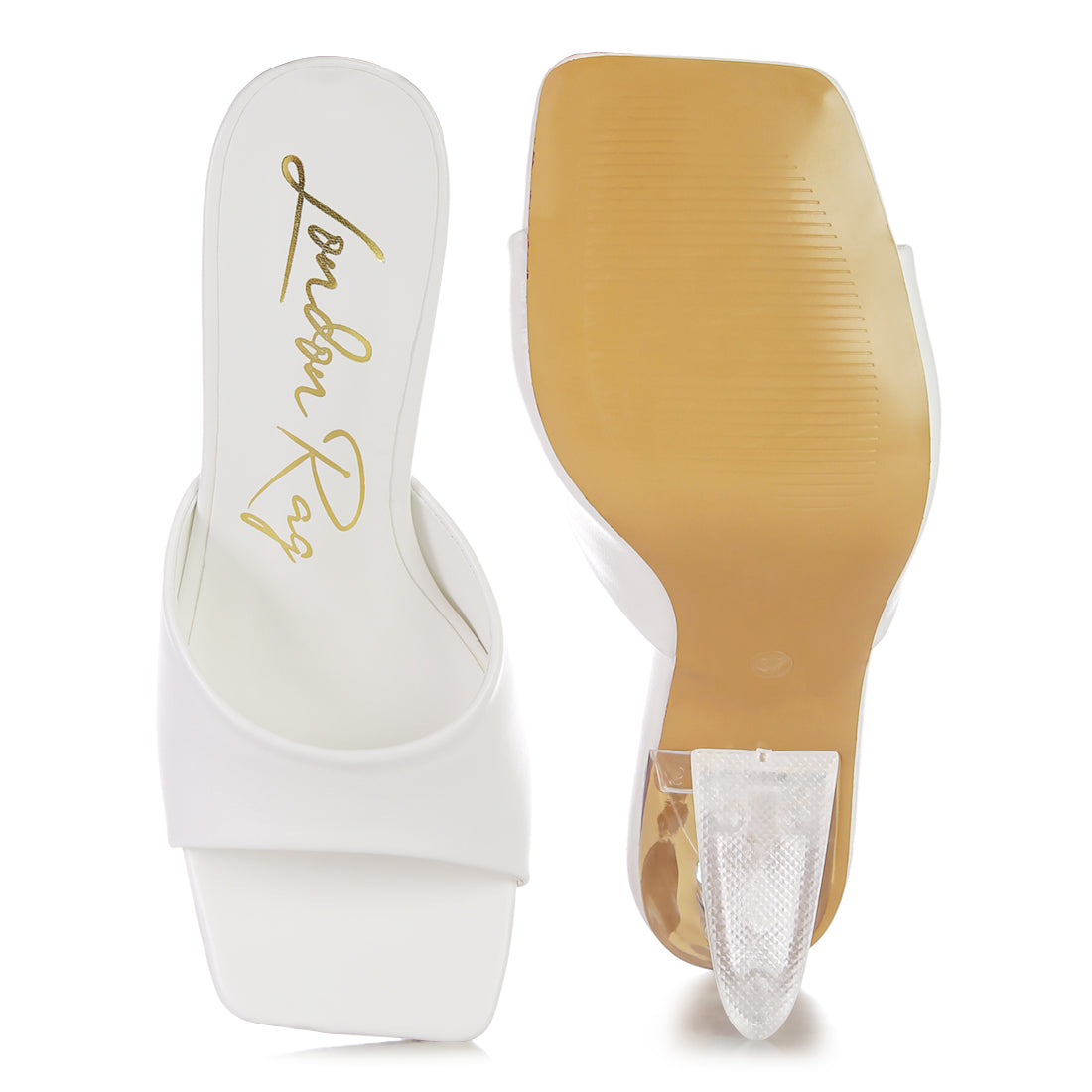 White Clear Spool Heeled Sandal