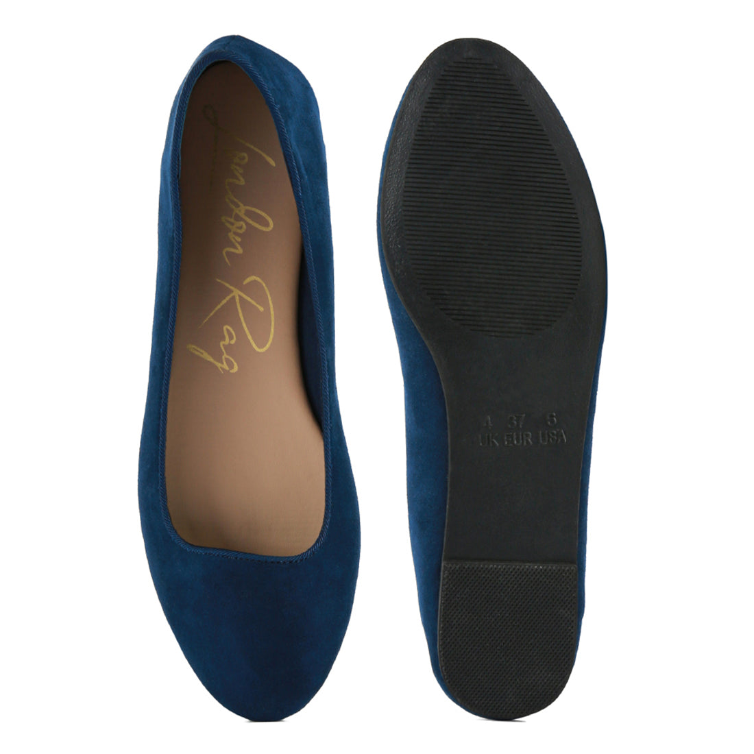 Navy Blue Microfiber Casual Ballerinas