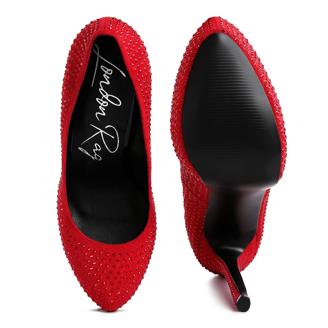 Red Heat Set Diamante Pumps