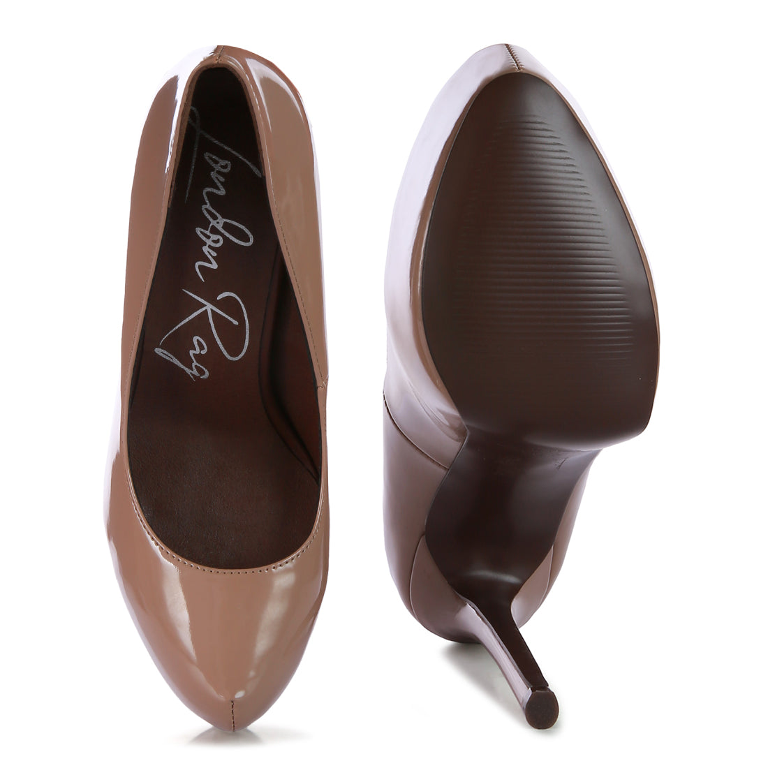 Taupe Platform High Heels Stiletto Pumps