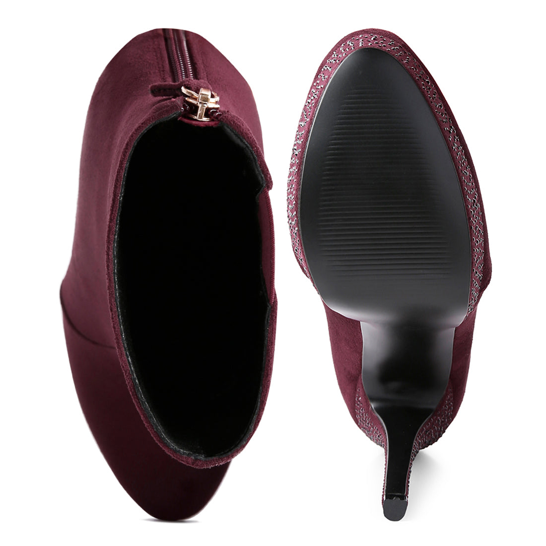 Burgundy Espiree High Heeled Ankle Boots