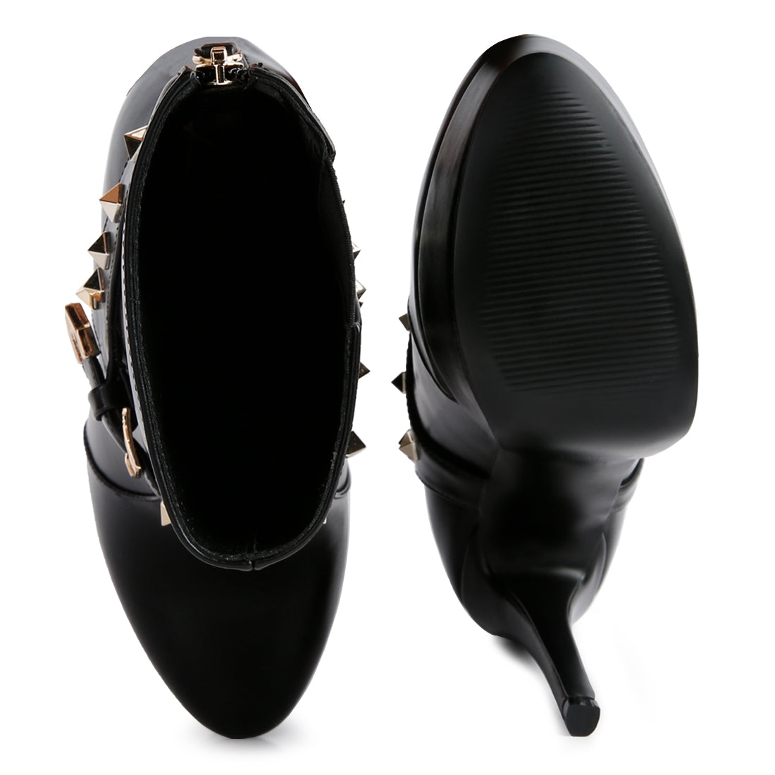 Black Metal Stud Ankle Boot