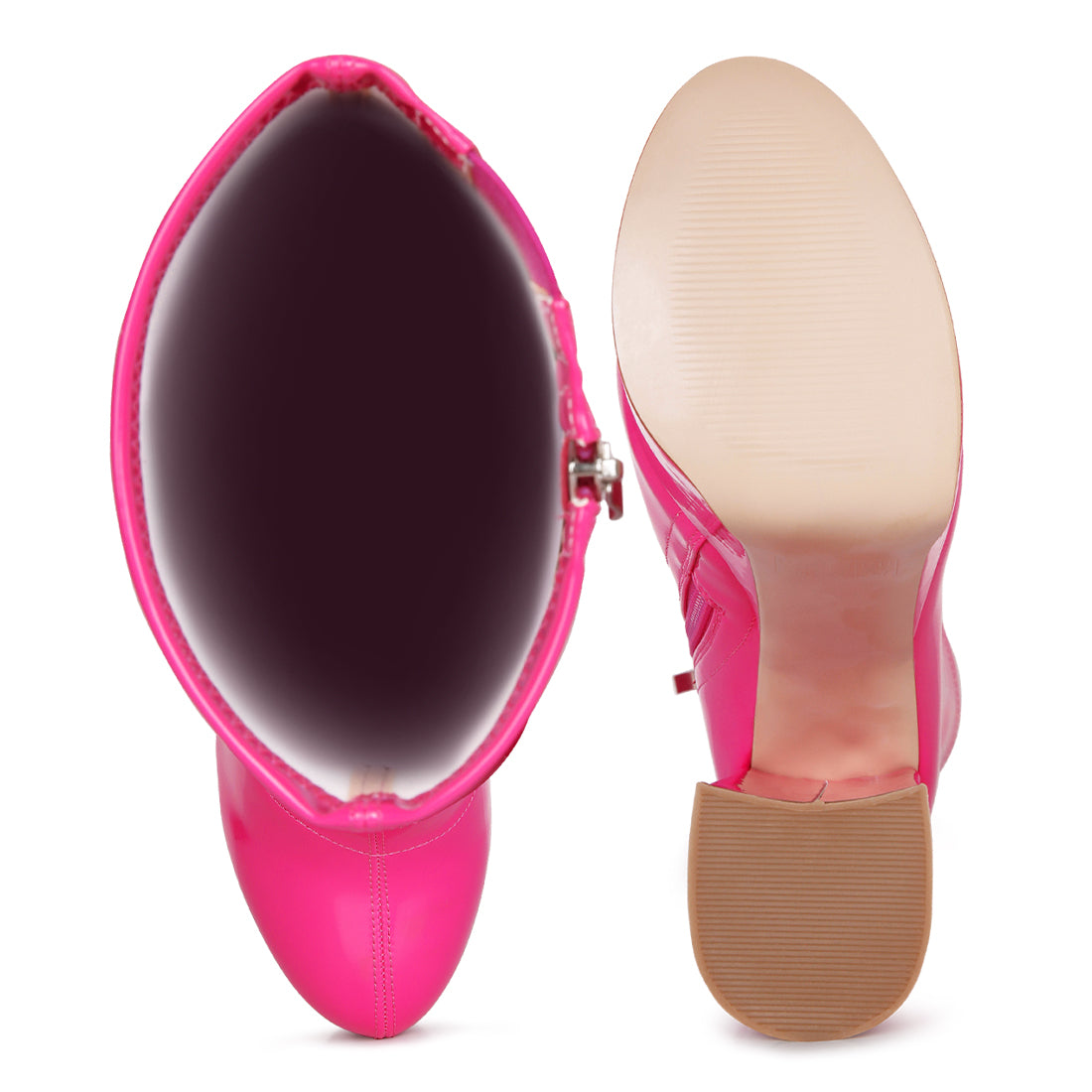 Fuchsia Platform Heeled Calf Boots
