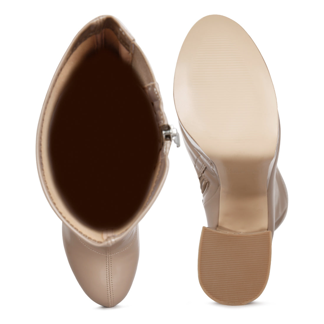 Brown Platform Heeled Calf Boots