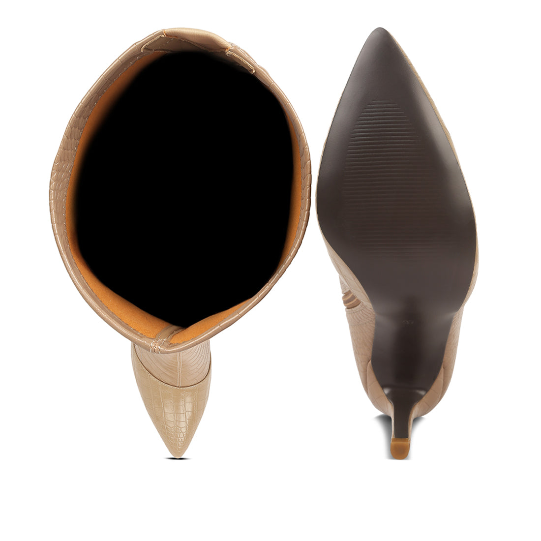 wheedle croc high heeled calf boots#color_beige