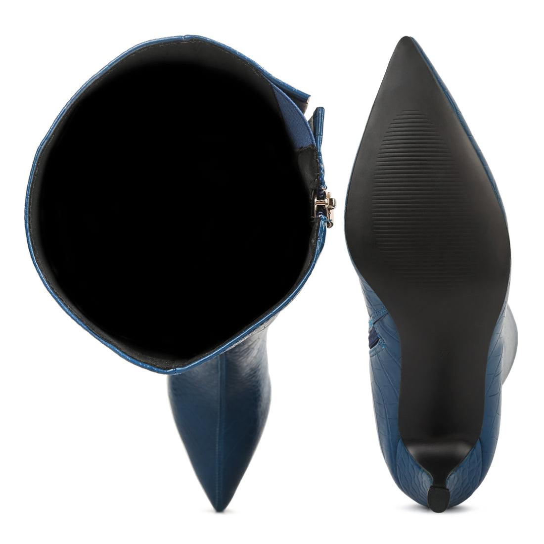 uptown pointed mid heel calf boots#color_navy