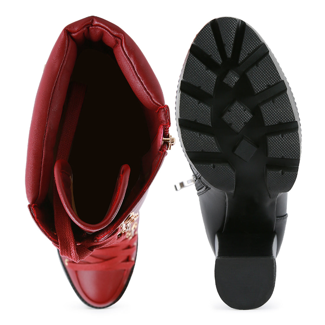 magnolia cushion collared lace up boots#color_burgundy