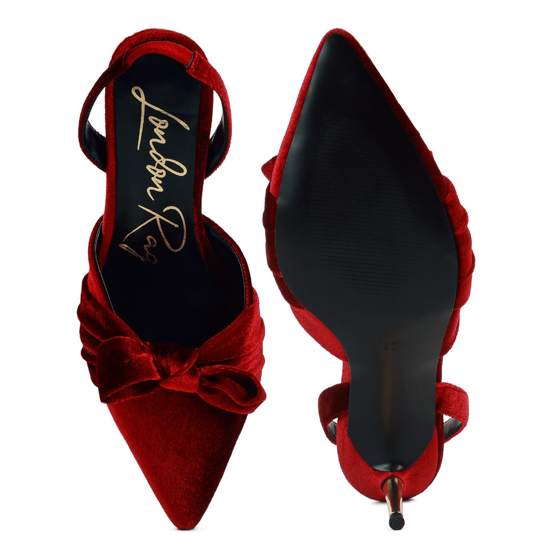 Burgundy Velvet High Heeled Mule Sandals